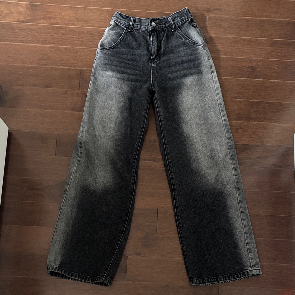 Black straight leg jeans